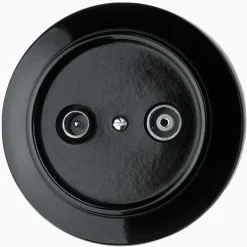 Antennuttag svart bakelit med ring