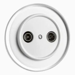 Antennuttag vit med glasring