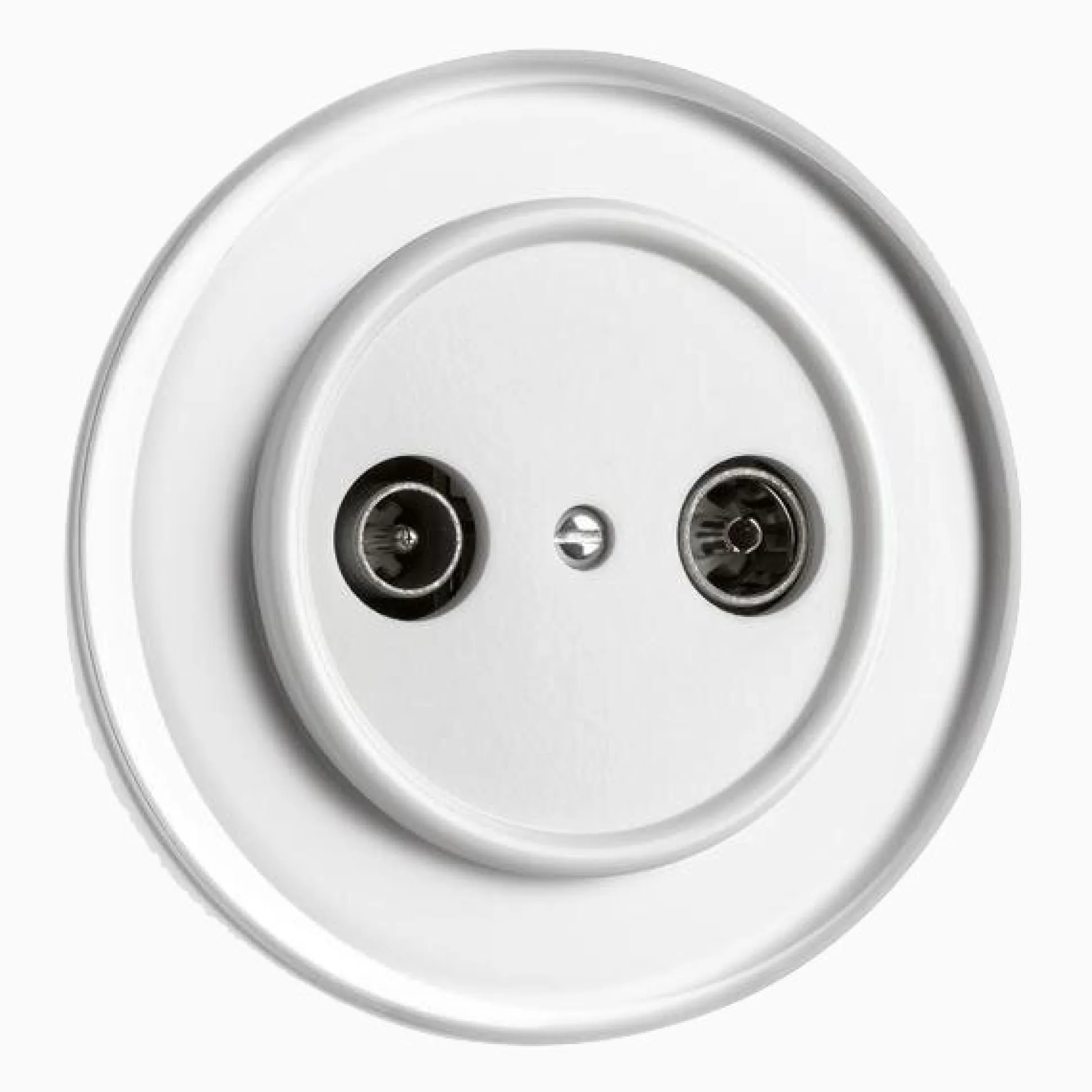 Antennuttag vit med glasring