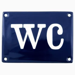 Emaljskylt, WC, Blå