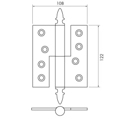 Gångjärn ekollon 122x108 mm höger - obehandlad