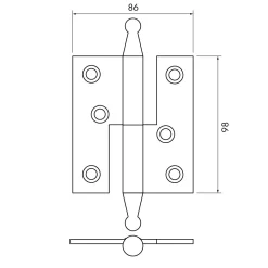 Gångjärn fia 98x86 mm höger - obehandlad