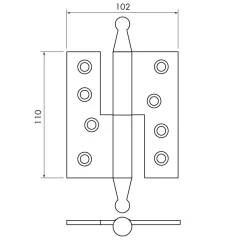 Gångjärn fia 110x102 mm höger - obehandlad