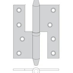 Gångjärn kon 122x108 mm - vänster med kullager - obehandlad