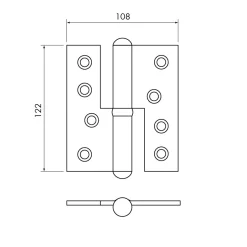 Gångjärn kuller 122x108 mm - höger med kullager - obehandlad