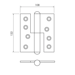 Gångjärn kuller 122x108 mm höger - obehandlad