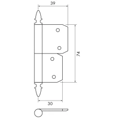 Instick ekollon 74 mm höger - obehandlad