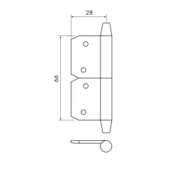 Instick kon 66 mm höger - obehandlad