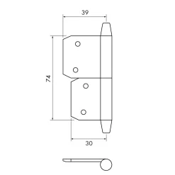 Instick kon 74 mm vänster - obehandlad