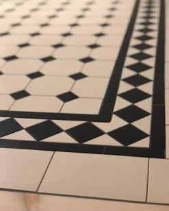 Klinker Victorian Floor Tiles bård Kingsley Black / White