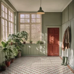 Klinker Victorian Floor Tiles mönster Arundel White / Red