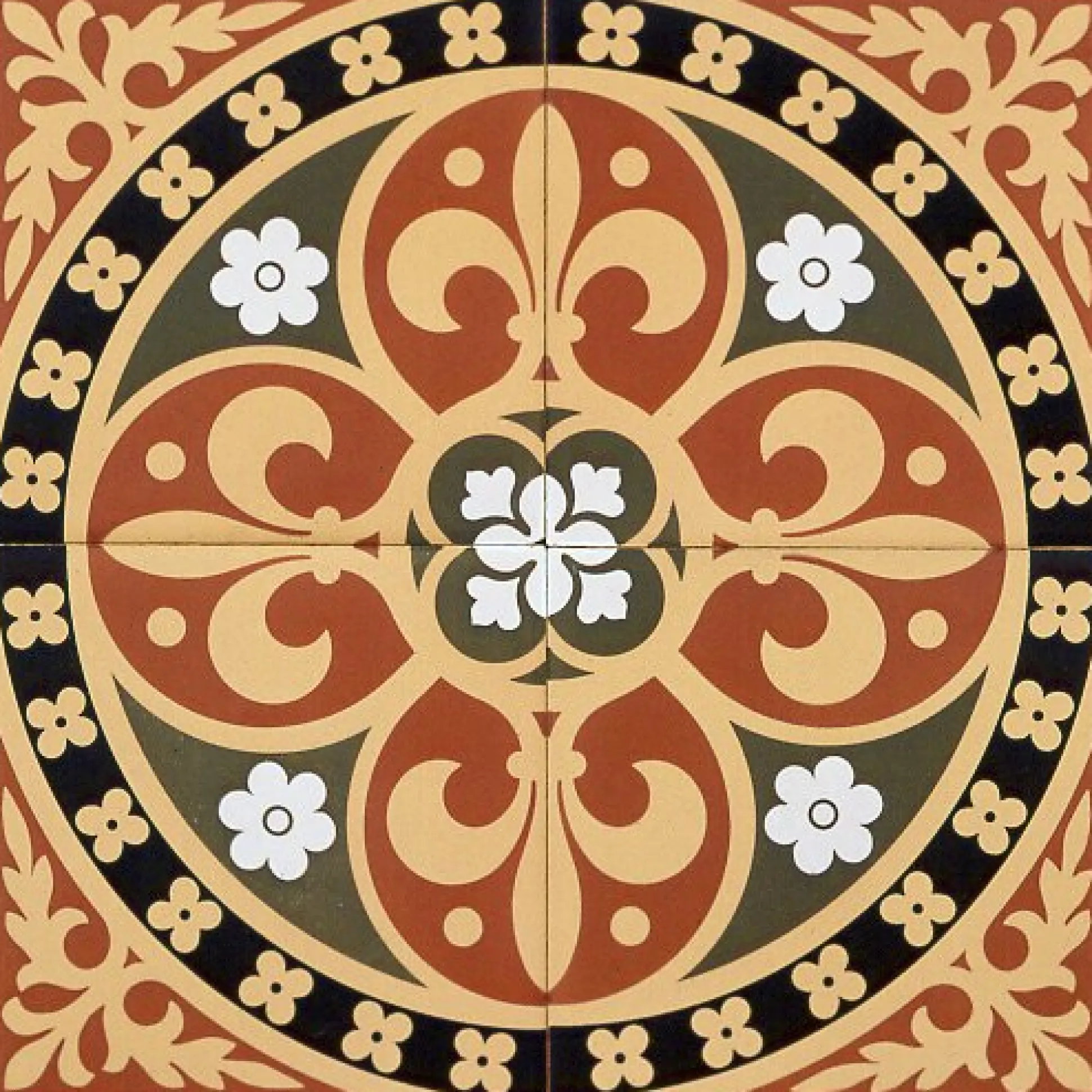 Klinker Victorian Floor Tiles mönstrad Gladstone Green/Red