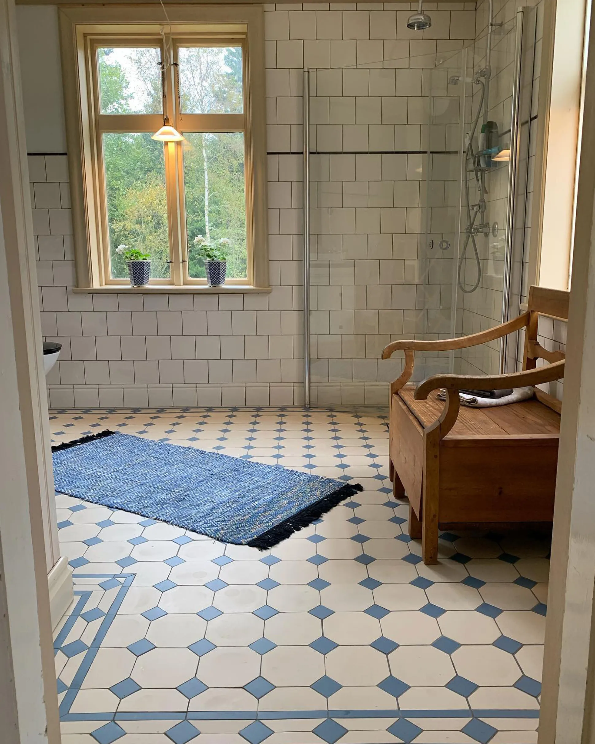 Klinker Victorian Floor Tiles mönster York White / Blue