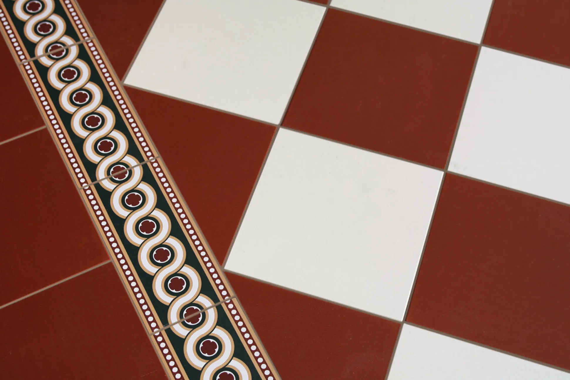 Klinker Victorian Floor Tiles mönstrad Telford Border Blue