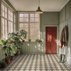 Klinker Victorian Floor Tiles mönster Flensburg Green / White