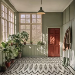 Klinker Victorian Floor Tiles mönster Stornoway White / Black