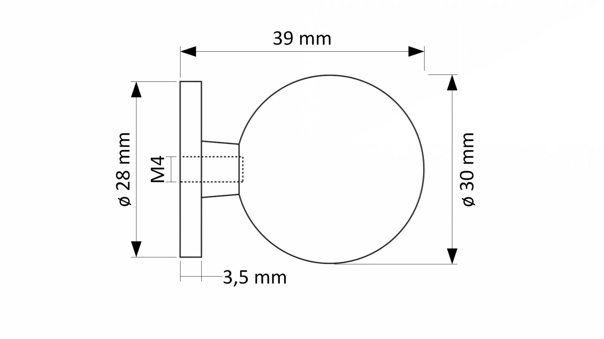 Knopp Ribershus mässing 20 mm