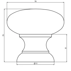 Knopp Slottsstaden mässing 16 mm