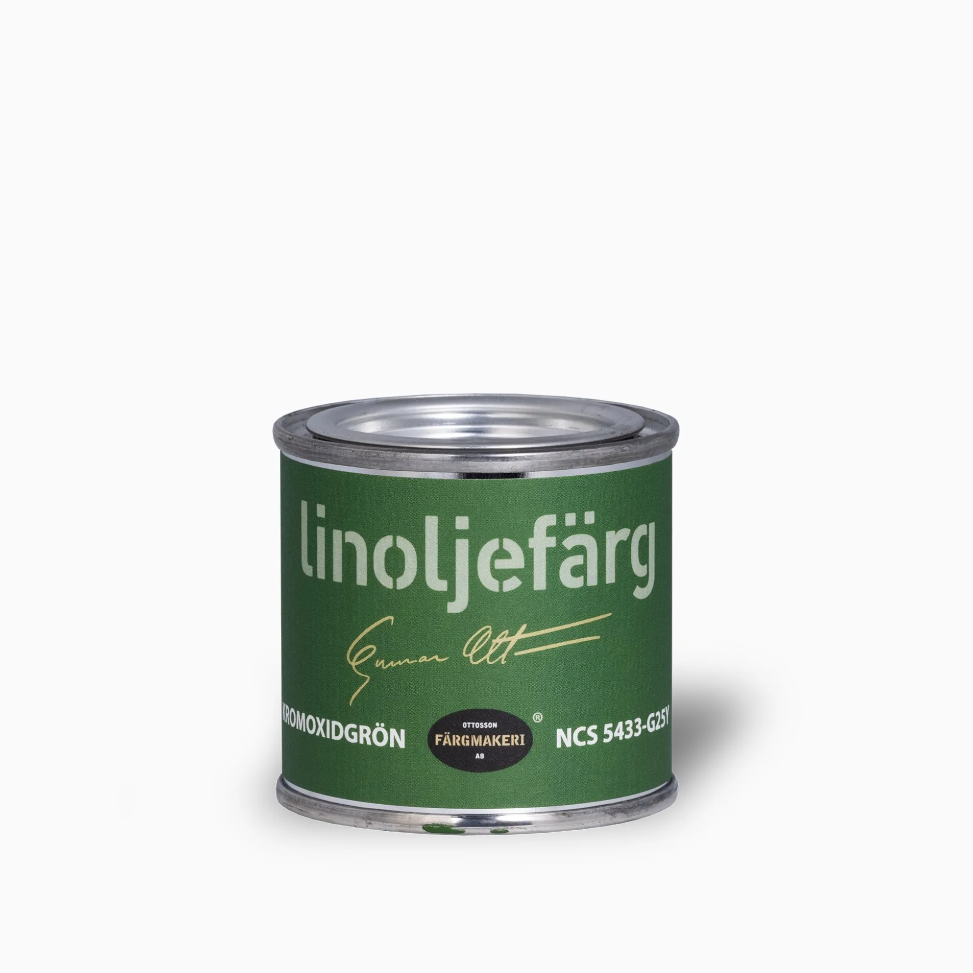 Kromoxidgrön linoljefärg provburk