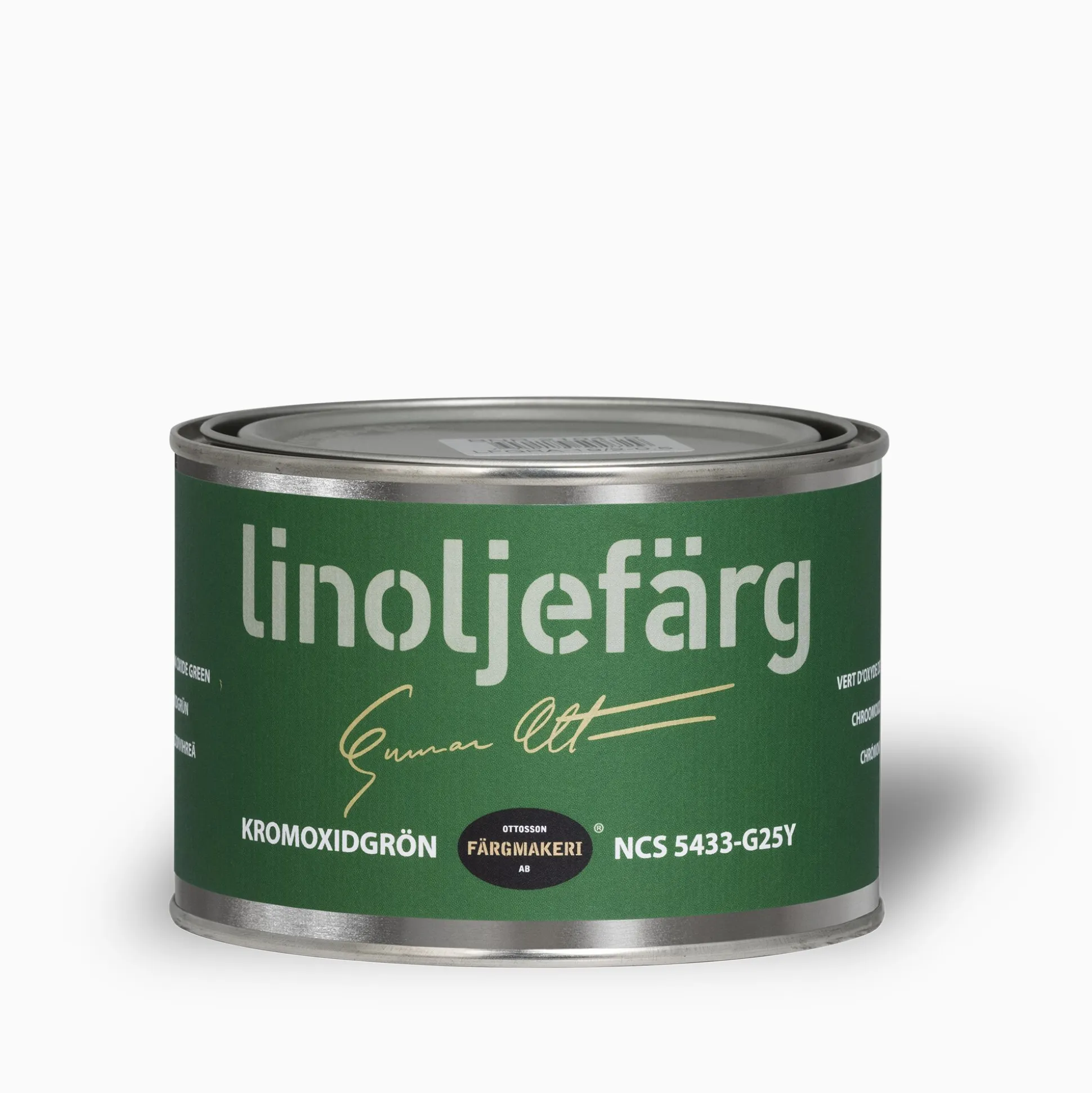 Kromoxidgrön linoljefärg provburk