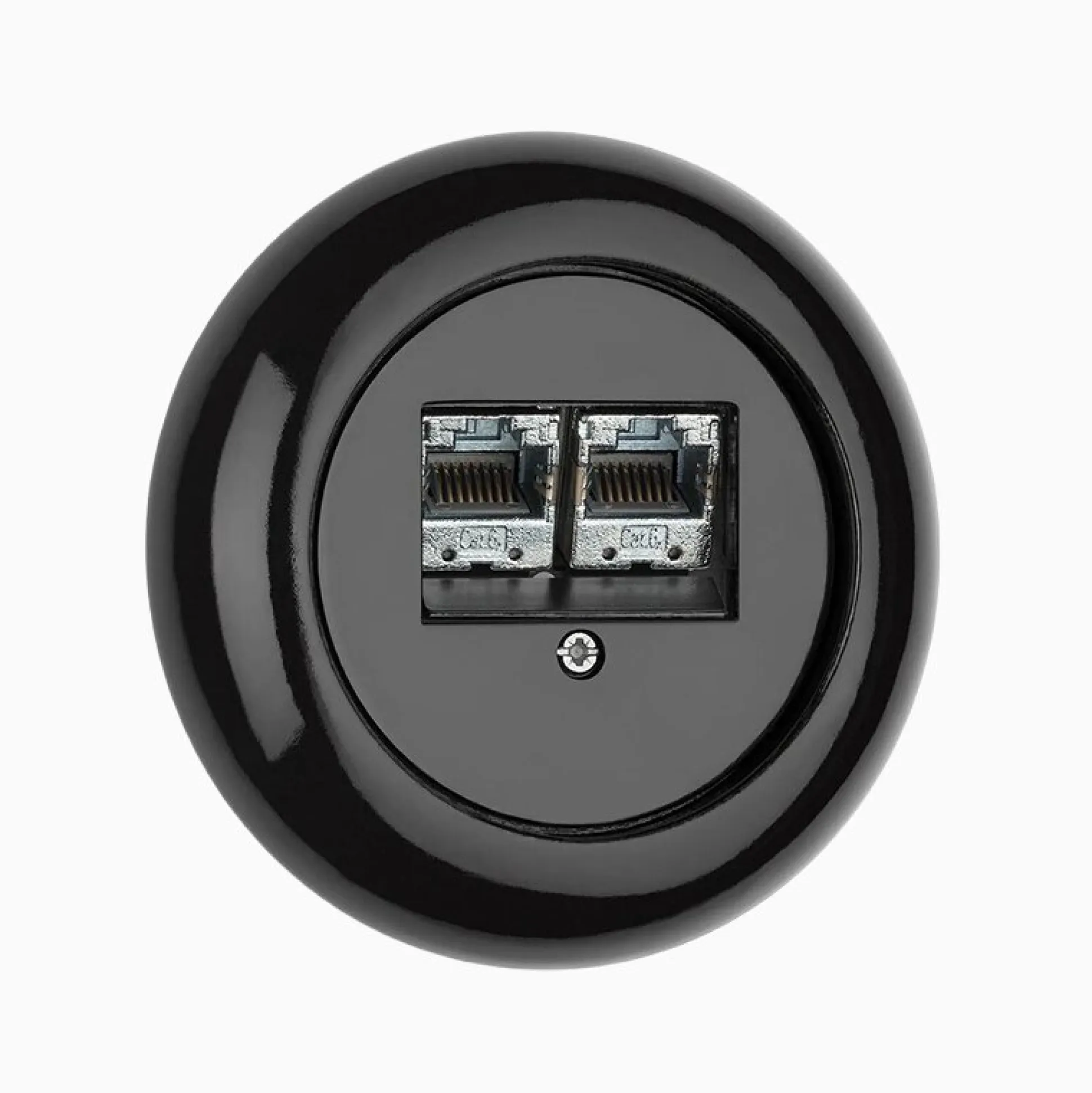 Modularuttag svart porslin med ring