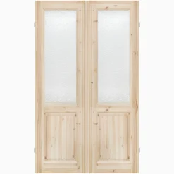 Parspegeldörr med karm ovanspegel ornamentglas M13x21 - Höger