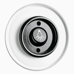 Signalknapp Lampa svart bakelit med glasring