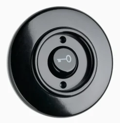 Signalknapp Nyckel svart bakelit med ring