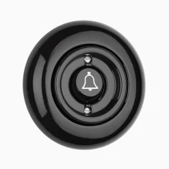 Signalknapp Ringklocka svart porslin med ring