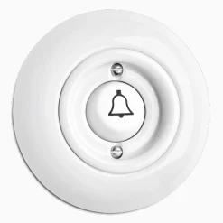 Signalknapp Ringklocka vit porslin med ring