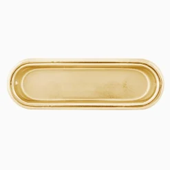 Skjutdörrshandtag mässing oval 76 mm