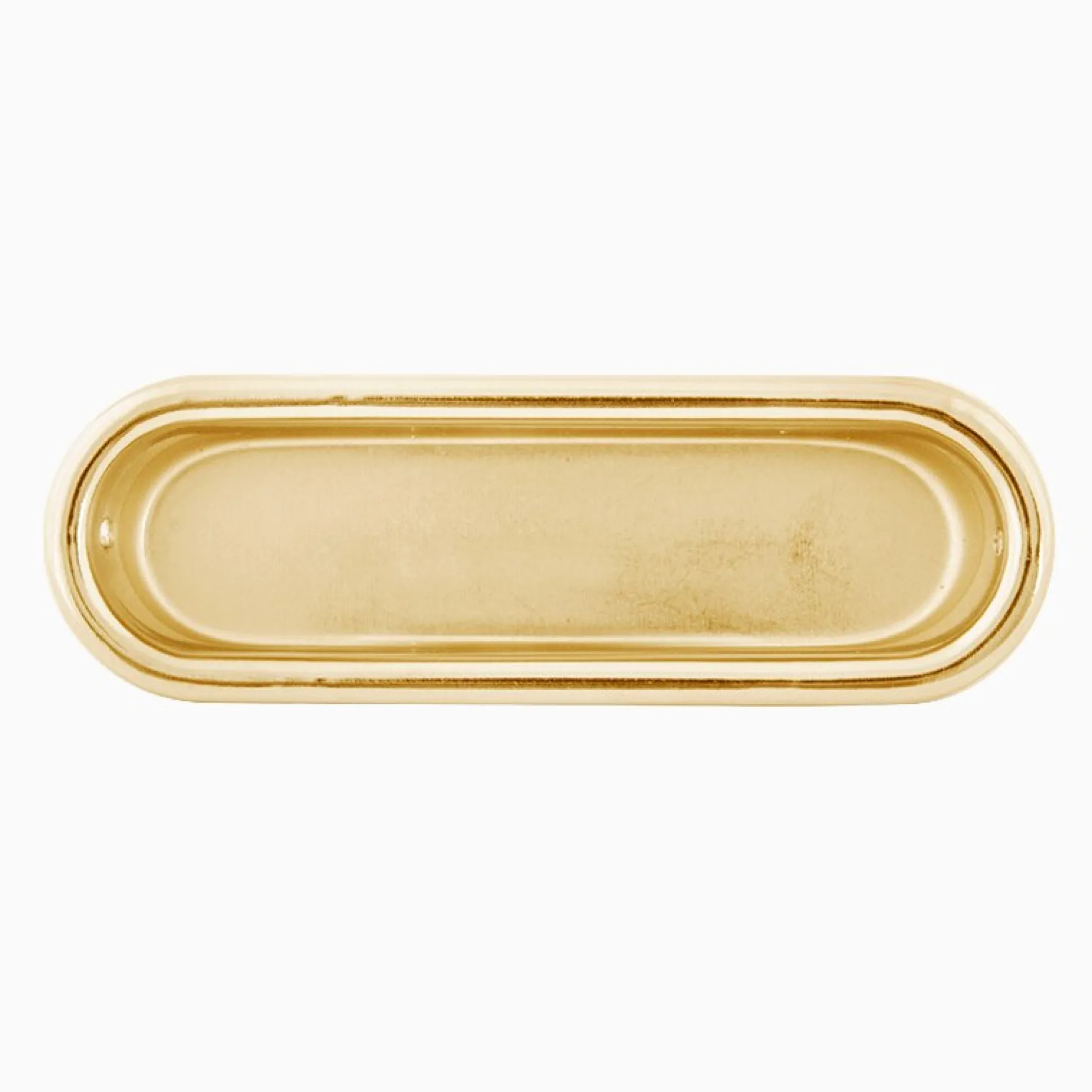 Skjutdörrshandtag mässing oval 76 mm