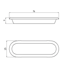 Skjutdörrshandtag mässing oval 76 mm