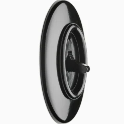 Strömbrytare Kors Vipp svart bakelit med ring