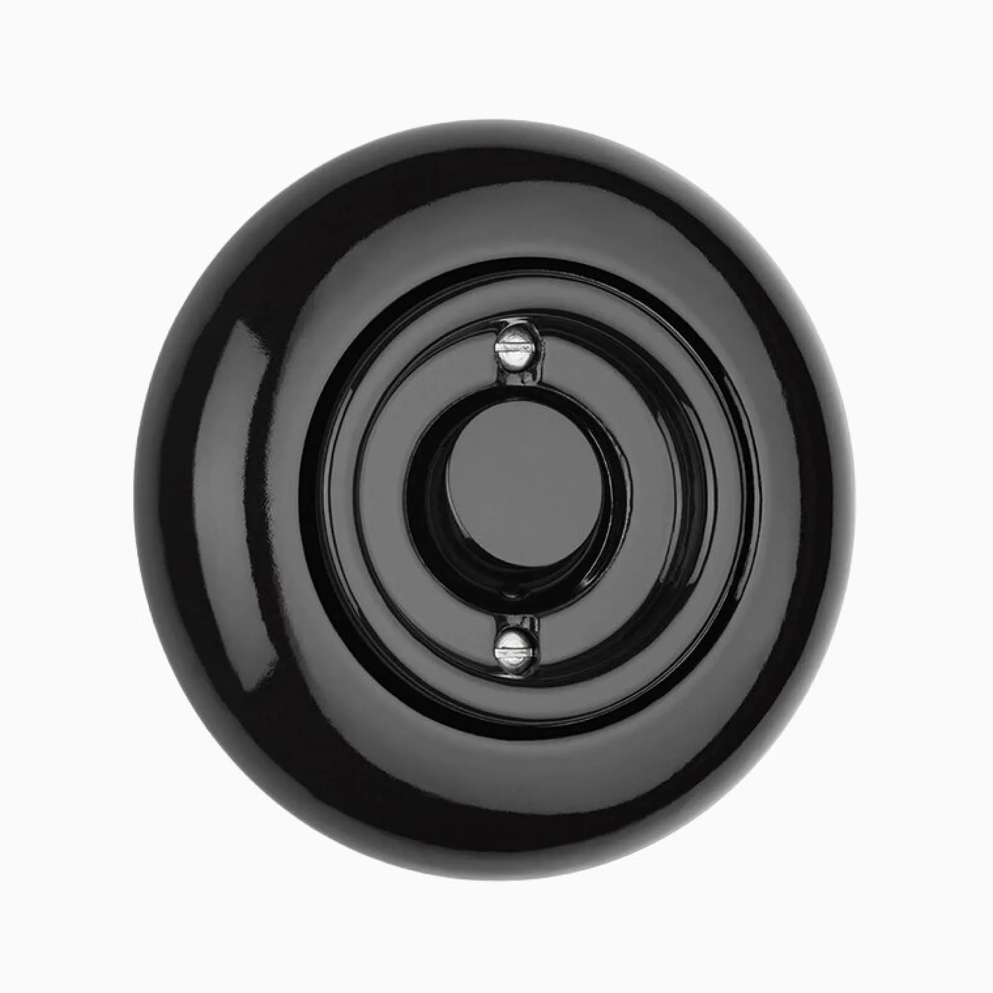 Strömbrytare Kors Vipp svart porslin med ring