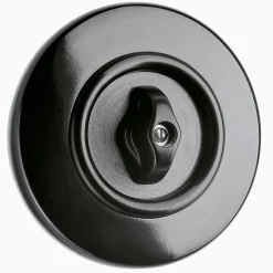 Strömbrytare Kors Vred svart bakelit med ring