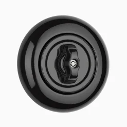Strömbrytare Kron Vred svart porslin med ring