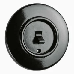 Strömbrytare Trapp Vipp svart bakelit med ring