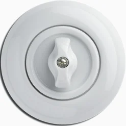 Strömbrytare Trapp Vred vit porslin med ring
