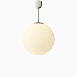 Taklampa gräddvitt klot förnicklad mässing 520 mm