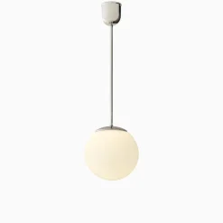 Taklampa gräddvitt klot förnicklad mässing 680 mm