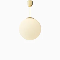 Taklampa gräddvitt klot mässing 480 mm