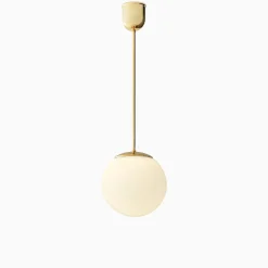 Taklampa gräddvitt klot mässing 680 mm