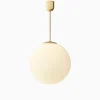 Taklampa gräddvitt klot mässing 620 mm