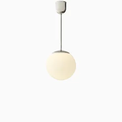Taklampa gräddvitt klot förnicklad mässing 480 mm