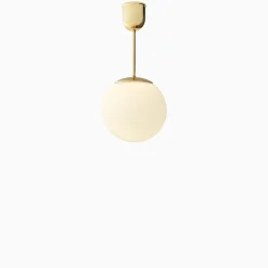 Taklampa gräddvitt klot mässing 380 mm