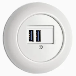 USB-uttag vit porslin med ring